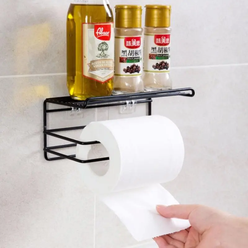 1 قطعة الحمام الحديد شحن لكمة حامل لفائف الورق المرحاض حامل المناشف الورقية المنزلية ورق التواليت رف المطبخ تخزين منظم