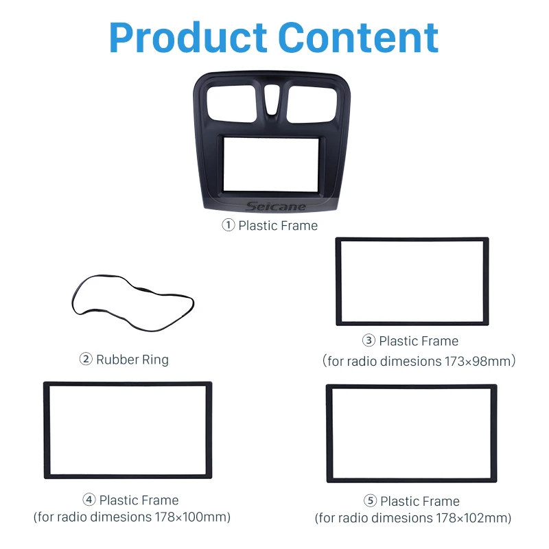 Seicane черный 173*98 мм двойной Din комплект отделки автомобиля радио Панель рамка для Renault Sandero Logan DVD плеер Крышка Тире рамка