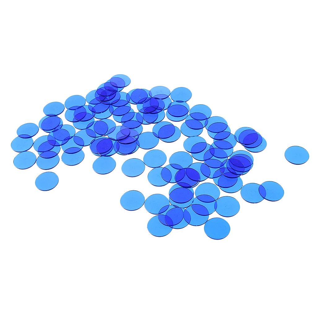 100pcs Plastic Bingo Chips Translucent Poker Chips Casino Bingo Markers 3/4 Inch for Fun Family Club Carnival Cards Accessory