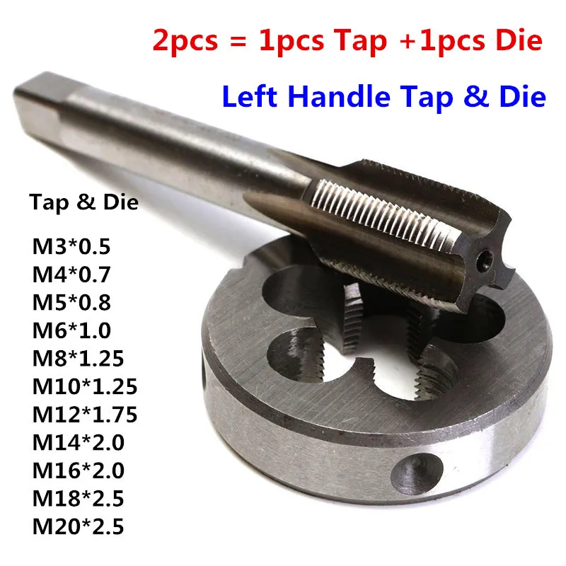 2pcs/lot M3 M20 Left handle tap & die High speed steel Left handle tap
