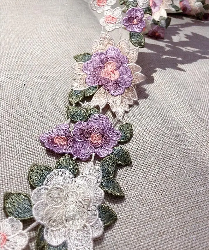 

1 Meter/lot 7cm High End Heavy Venise Flower Lace Trim Purple Green African Lace Fabric Appliques Sewing DIY Dress Garment Decor