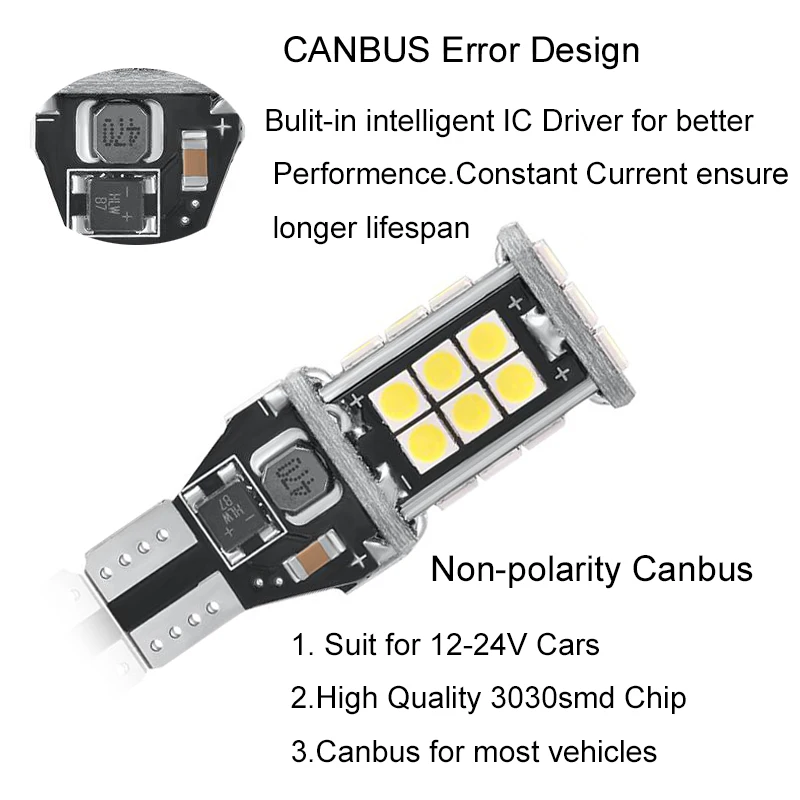 Автомобильная лампа P21W w16w Canbus 2 шт. 7440 7443 12 В 3030SMD W16W светодиодная заднего хода DRL