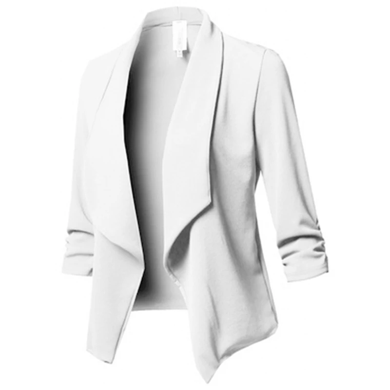 10 Colors None Buttons Solid Women Blazers 2019 New Short Ruched Asymmetrical Female Jackets Cardigan Coat Business Outwear