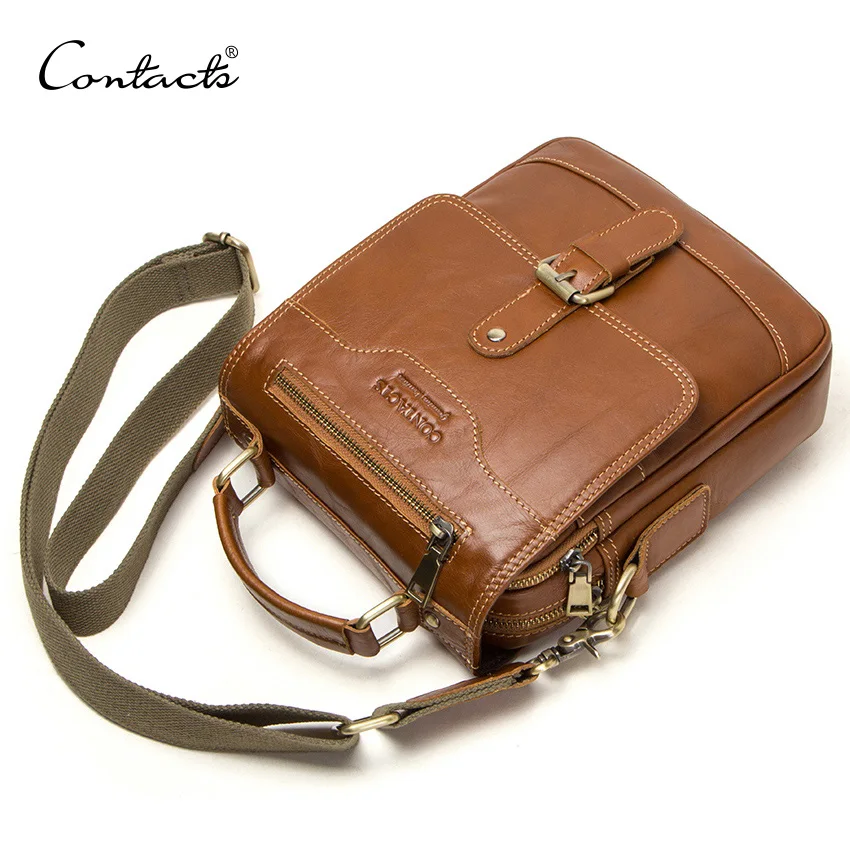 CONTACT'S Мужская сумка высокого качества из натуральной кожи, для мини Ipadов может быть использована как дорожная сумка