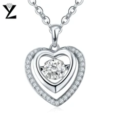 Amor romántico de Plata de ley 925 Del Corazón Colgante Collar de Diamantes CZ AAA Crystal Dancing Joyería Del Metal para Las Mujeres Novia Regalo