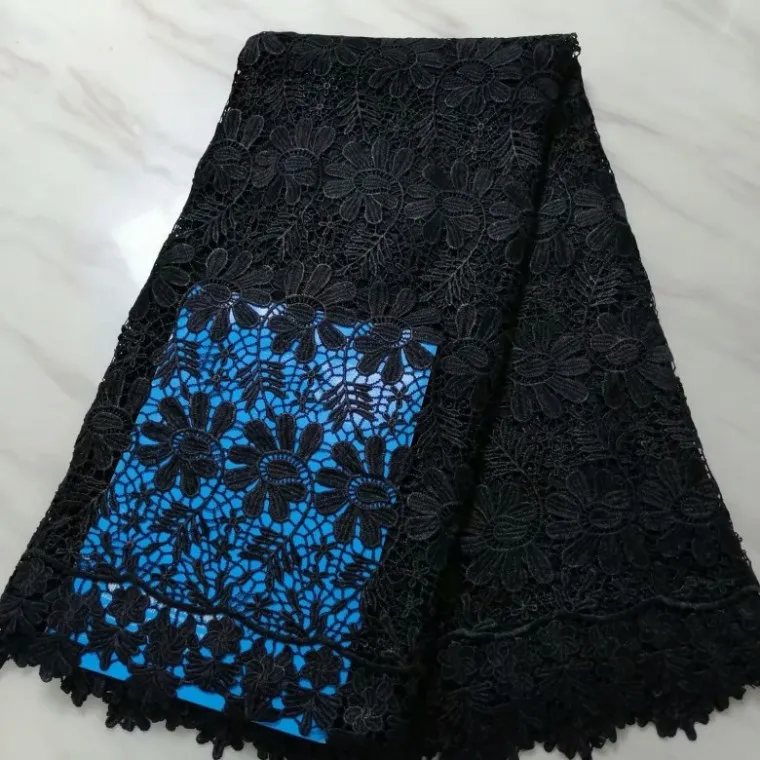 unique style black colour milk silk 5yards water soluble lace fabric good quality guipure for clothes FF167-6 | Дом и сад