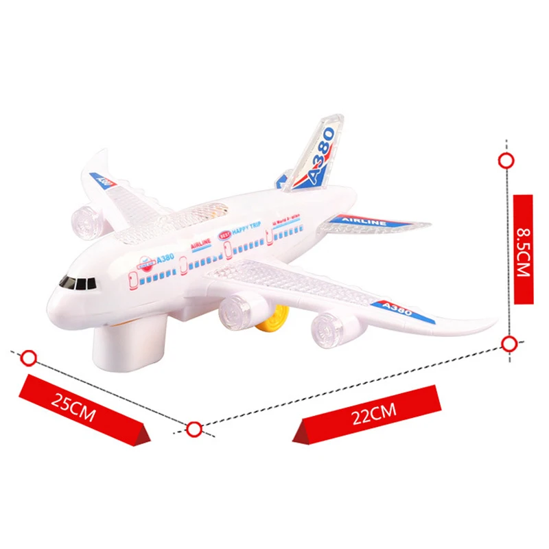 Самолет вспыш Флэш-самолет со звуком музыки игрушки DIY сборки Airbus A380 самолета автопилот электрические самолеты игрушки для Для детей подарок ко дню рождения
