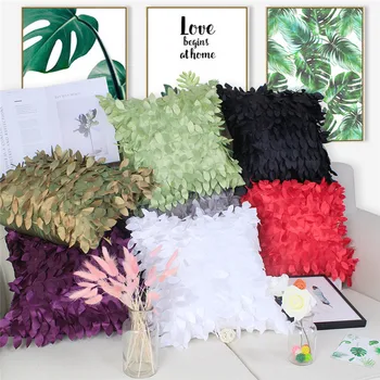 

43x43cm Pillowcase Fallen Leaves Feather Cover Home Throw Pillow Case Solid Tassel Pillow covers