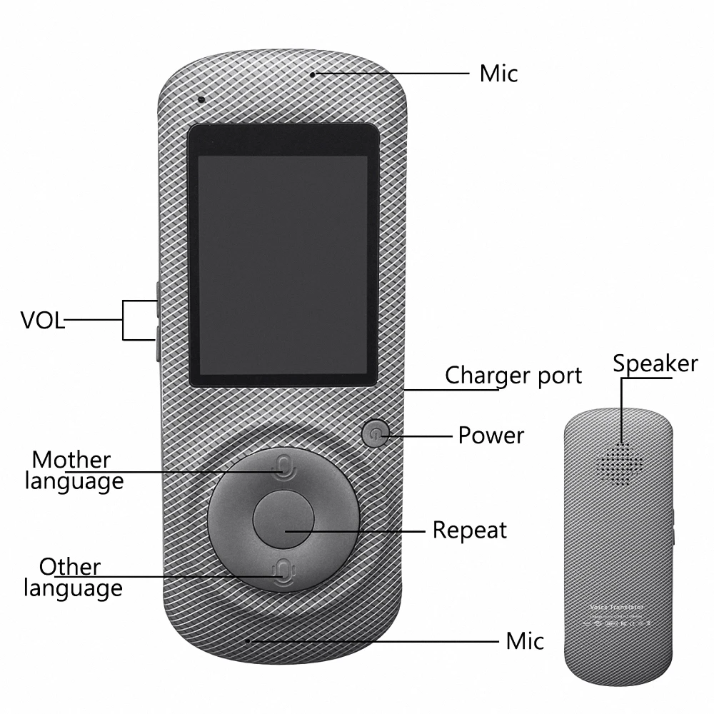 Голос переводчик 2,4 дюймов Русский язык многоязыковым голос переводчик испанский английский переводчик изучать японский