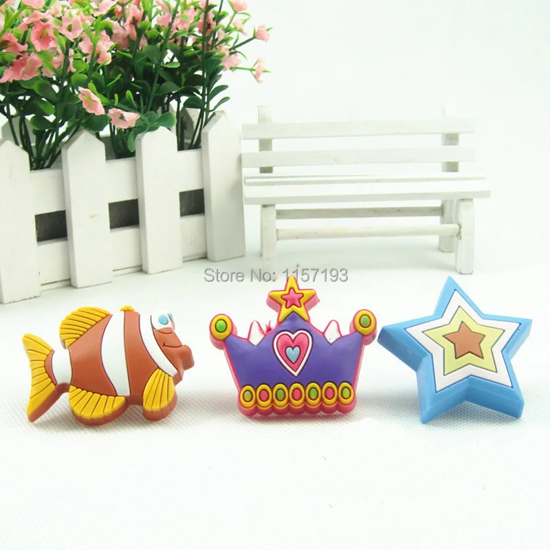 Image 6Pcs Lot Fish star  crown Kids Room Drawer Cabinet Handle And Knobs Children protection Soft plastic Furniture Handle