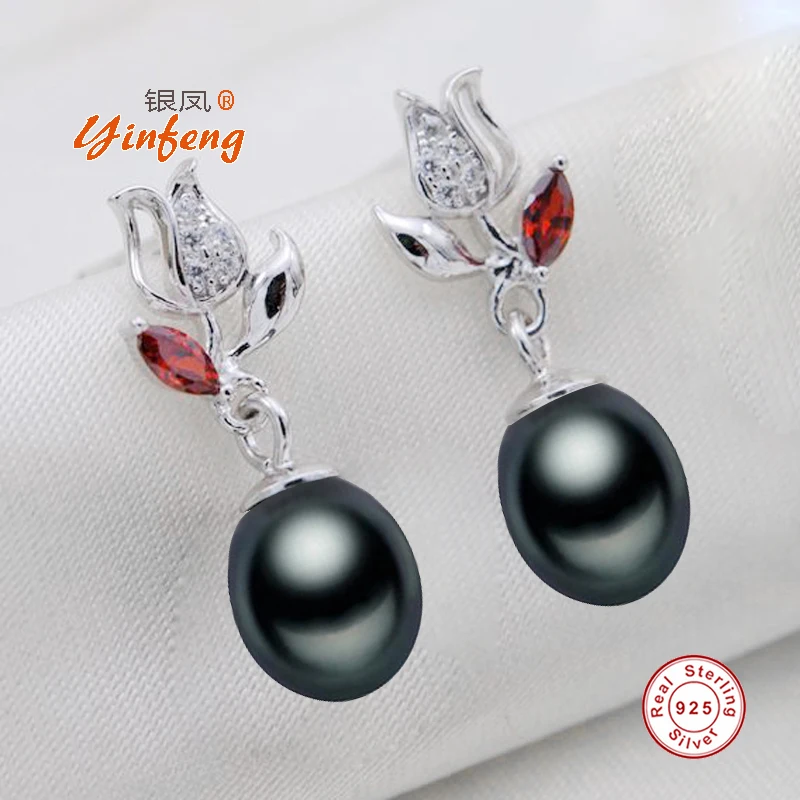 

[MeiBaPJ]Natural Pearl Earrings For Women 925 Sterling Silver Jewelry 8-9mm Water Drop Pearl Earrings Quality Wedding Gift