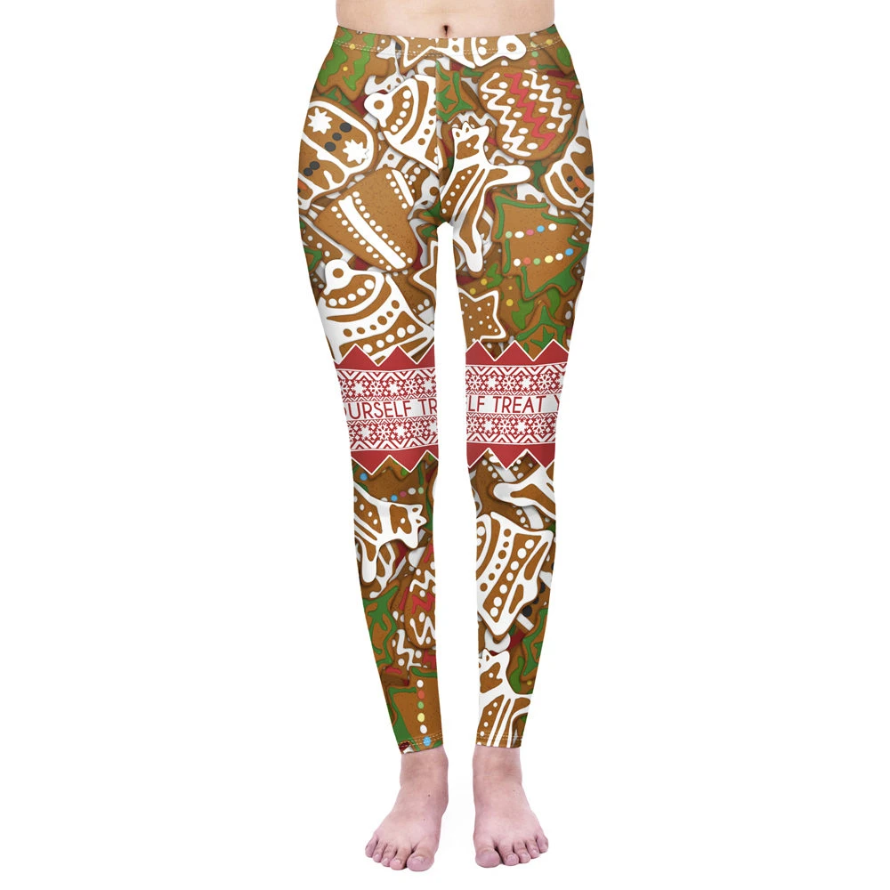 

Fashion Women Legging Gingerbread Treats Printing Leggins Workou Legins Slim Fitness Pants Punk Elasticity Leggings