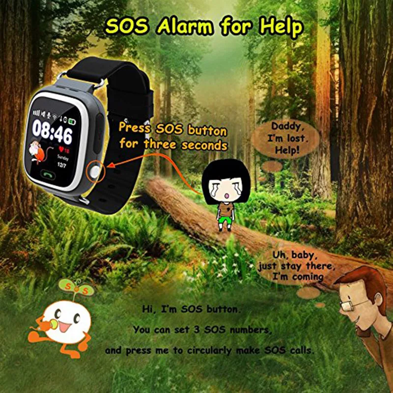 Q90 gps малыш Смарт часы Baby анти потерянный местоположение трекер SOS телефон Фитнес