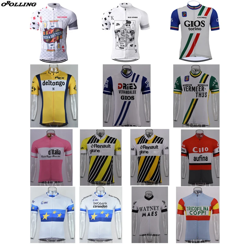 

Multi Retro CLASSICAL New Pro Team Cycling Jersey Customized Road Mountain Race Tops OROLLING Back Pockets