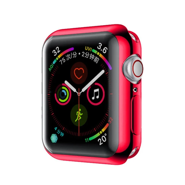 Мягкий чехол для часов из ТПУ чехол для Apple Watch 42 мм 38 мм 40 мм 44 мм Прозрачный Бампер протектор для iWatch 4 3 2 1 Полный экран протектор - Цвет: red