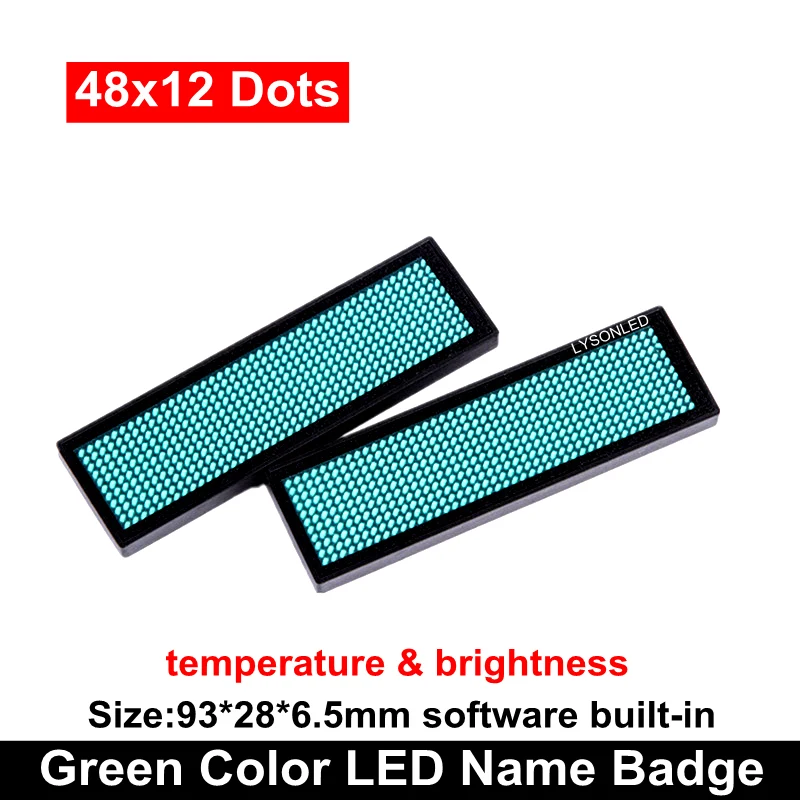 

48x12 Dots Single Green Huidu Rechargeable Led Name Badge Sign, Smd Programmable Scrolling Led Name Tag
