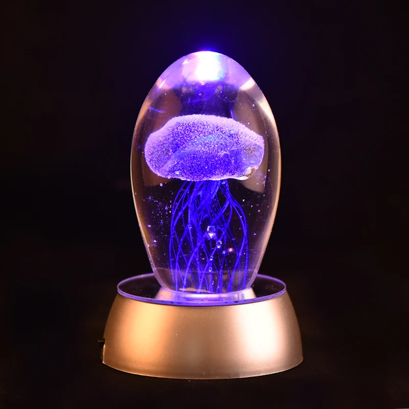 Горячая Распродажа креативная модель Медузы 3D светодиодный ночник хрустальный стеклянный светильник украшение дома подарок для девочки - Цвет: Deep Blue