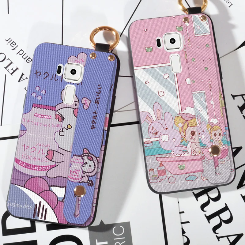

Fashion Wrist Strap Cartoon Cases For Asus ZenFone 3 ZE552KL Animal Rabbit Printing TPU Cover For Asus ZenFone3 ZE552KL