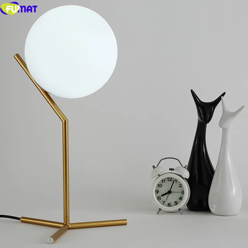 Us 1611 10 Di Scontofumat Palla Di Vetro Bianco Lampada Da Tavolo Soggiorno E14 Led Abajour Para Quarto Moderne Lampade Da Comodino Semplice