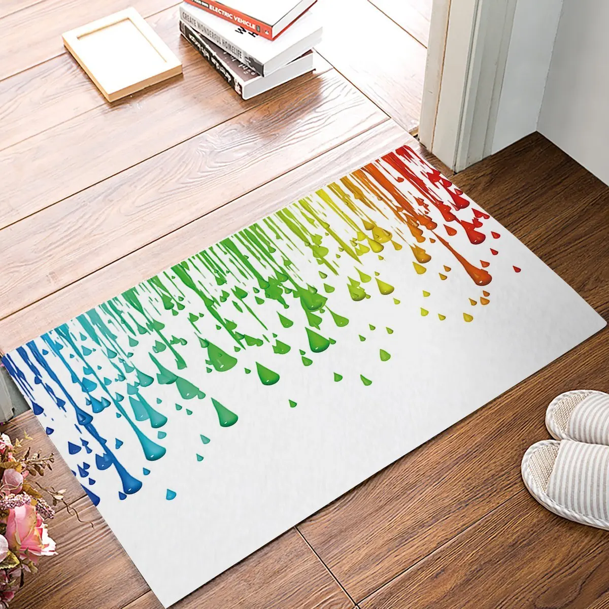 Contemporary Art Modern Colorful Water Drops Door Mats Indoor Kitchen