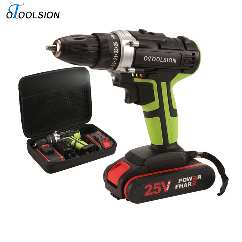 

48N.m Dual Speed Electric Tools 25V Drill Screwdriver+Electric Driver Battery Screwdriver Power Drilling In Steel/ Wood/ Ceramic