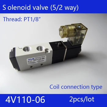 

2pcs free Shipping 2 Position 5 Port Air Solenoid Valves 4V110-06 Pneumatic Control Valve , DC12v DC24v AC36v AC110v 220v 380v