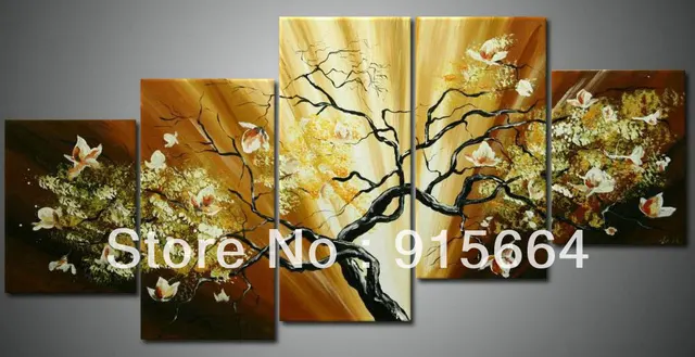 5 Panels Abstract Flowers Handmade Huge Parlor Drawing Wall Hanging 5 Panels Abstract Flowers Handmade Huge Parlor Drawing Wall Hanging Art Contemporary Oil Painting Oils Decorative