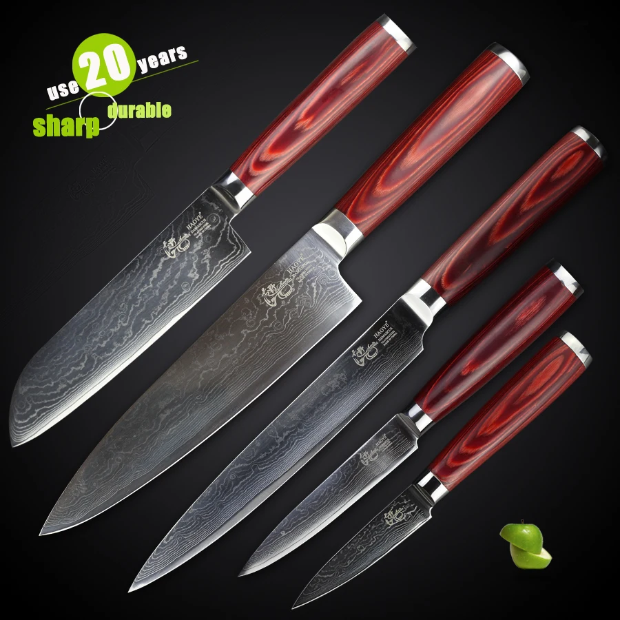 Uncategorized High End Kitchen Knives online get cheap damascus steel kitchen knife set aliexpress com haoye 5 piece knives japanese vg10 quality slicer chef utility santoku high end knife