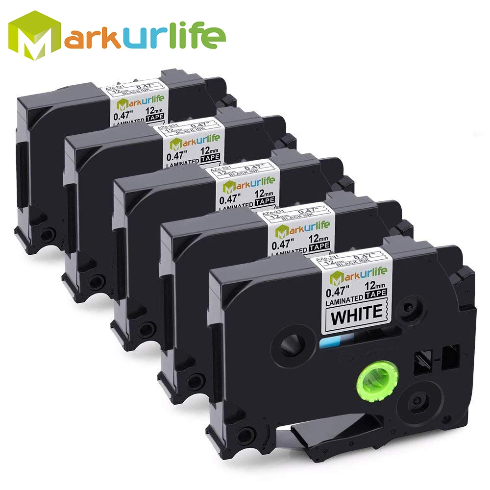

5 PCS/Lot TZE231 Laminated Label Tape Compatible for Brother P-Touch Printer Black on White (12mm*8m) for Hot Sales