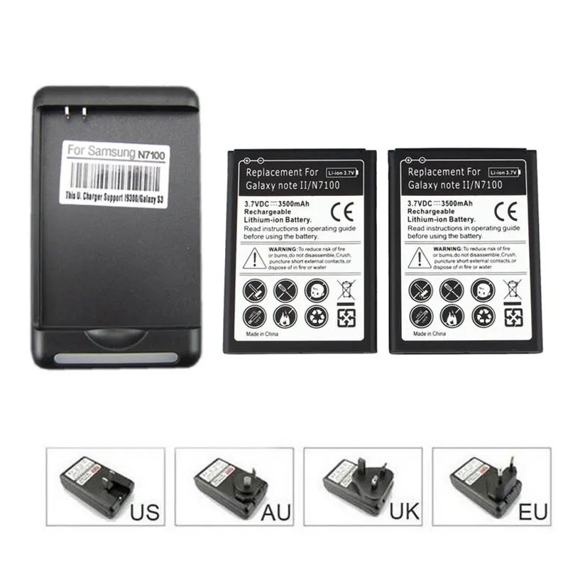 2x 3500mah for Samsung Galaxy Note 2 II GT N7100 N7100 Replacement Mobile Cell Phone Extended