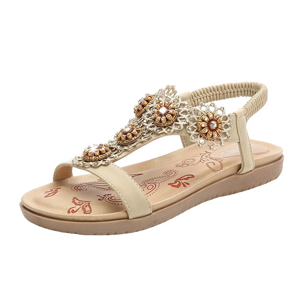 

Women's fashion summer rhinestone sandals round head casual beach slippers sandalias mujer 2019 sandalias de verano para mujer