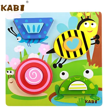 

Kids Wooden 3D Puzzles Toys Cartoon Animal Traffic Education Jigsaw Puzzle Montessori Toy for Children Gifts