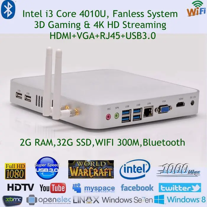 Best Home Mini Computer Desktop XBMC LINUX 2G RAM 32G SSD WIFI 300M