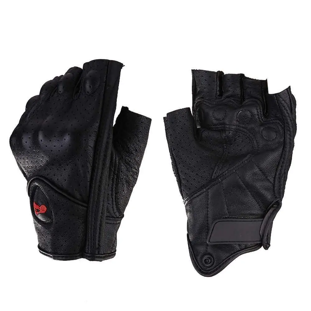 Мотоциклетные кожаные перчатки, летние Воздухопроницаемый полупалец, перчатки унисекс, перчатки без пальцев для мужчин и женщин, перчатки для скутера