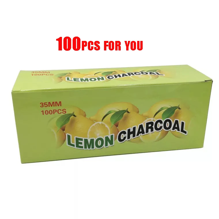 Lemon Charcoal 100pcs 35mm Quickly Light Charcoal For Shisha Hookah Chicha Sheesha Fast Burning Coal Sisha Easy 10s All Red Burn - Цвет: shisha coal 100pcs