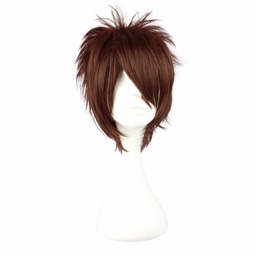 

MCOSER Free Shipping 30Cm Short Brown Synthetic Cosplay Male Wig 100% High Temperature Fiber Hair WIG-238A