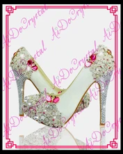 Aidocrystal 2016 Luxus Weiß High Heels Strass Plateau Pumps Hochzeit Brautschuhe Einzigartiges Design Kleid Schuhe für Party