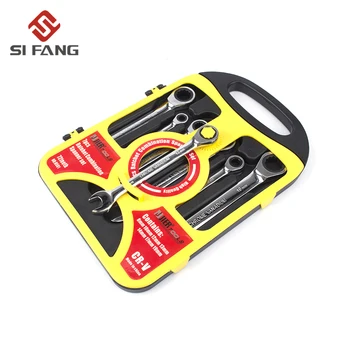

7PC head fixed head dual-use ratchet wrench set fast mechanical repair auto repair multi-function wrench tool set
