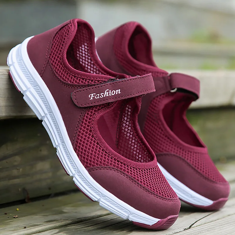 

Summer Woman Sandals Mesh shoes Hook&Loop Sandal Women Fashionable Footwear Plus Size 40-42 Comfortable Flat Sandales