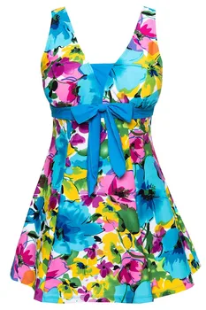 

Women's Swimwear Bathing Suit Push Up Swimsuit One Piece Swim dress Lake Blue