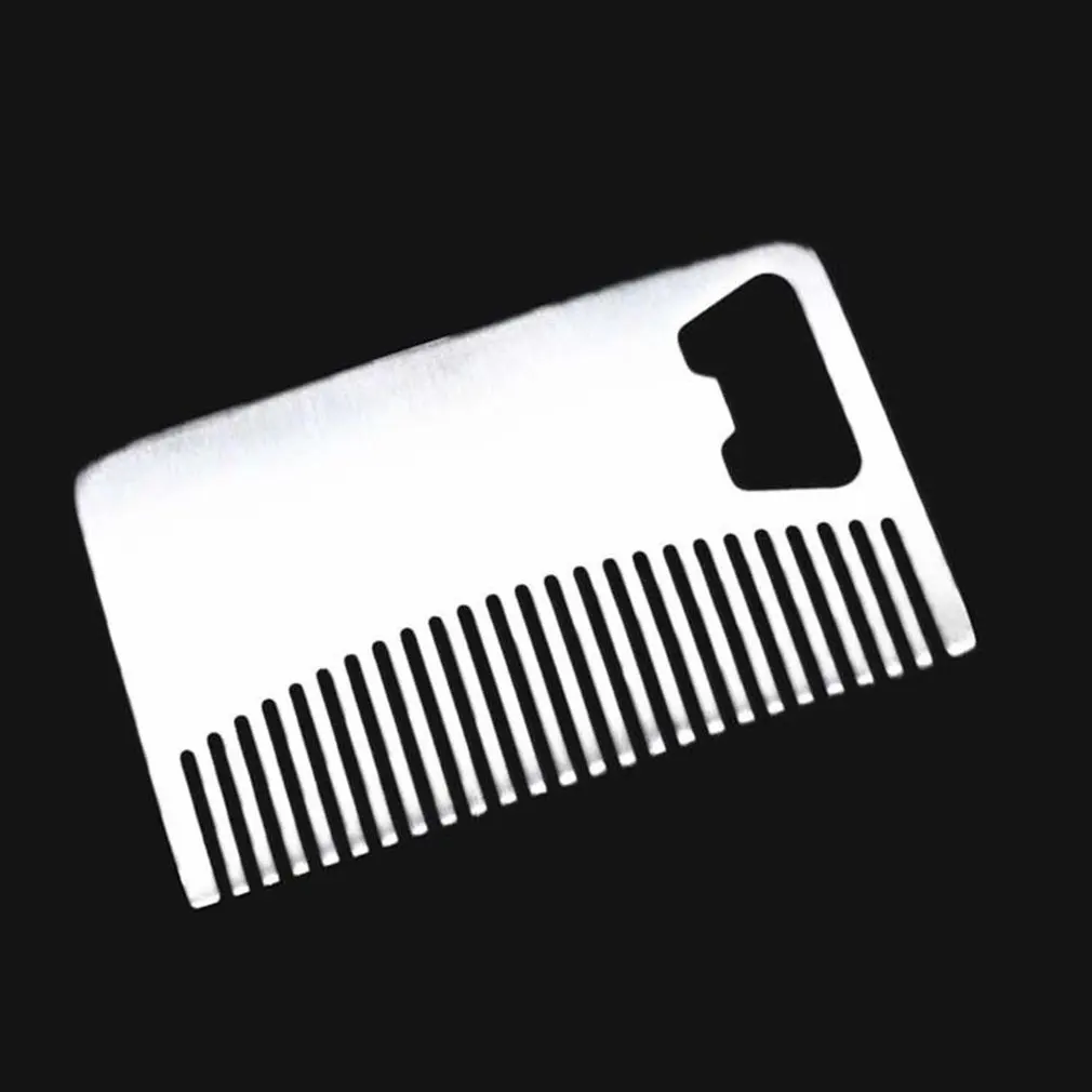 Металлический гребень для волос и бороды с открывалкой для бутылок универсальный инструмент для кредитных карт для кошелька и кармана