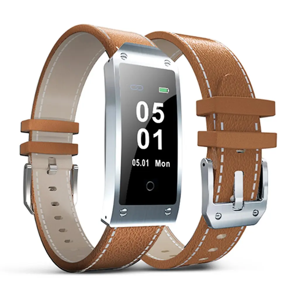 

0.96 inch Color LCD Y2 Smart Watch Leather Strap Bracelet Waterproof Bluetooth Heart Rate Blood Pressure Monitor