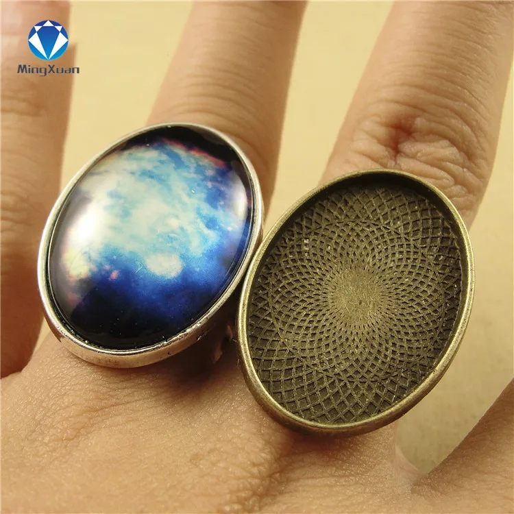 

10pcs Alloy Adjustable Ring Bases Blanks 18*25mm Cabochon Rings Settings Antique Bronze/Antique Silver Jewelry Components