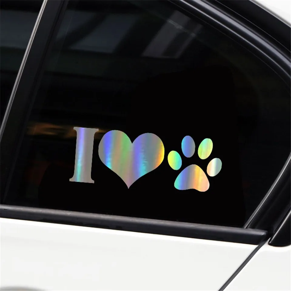 134.8 cm I LOVE Animal Dog Paw Print Vinyl Graphic Decal Car Sticker Decoration BlackSliverLaser Stickers for BWM Ford Toyota (5)