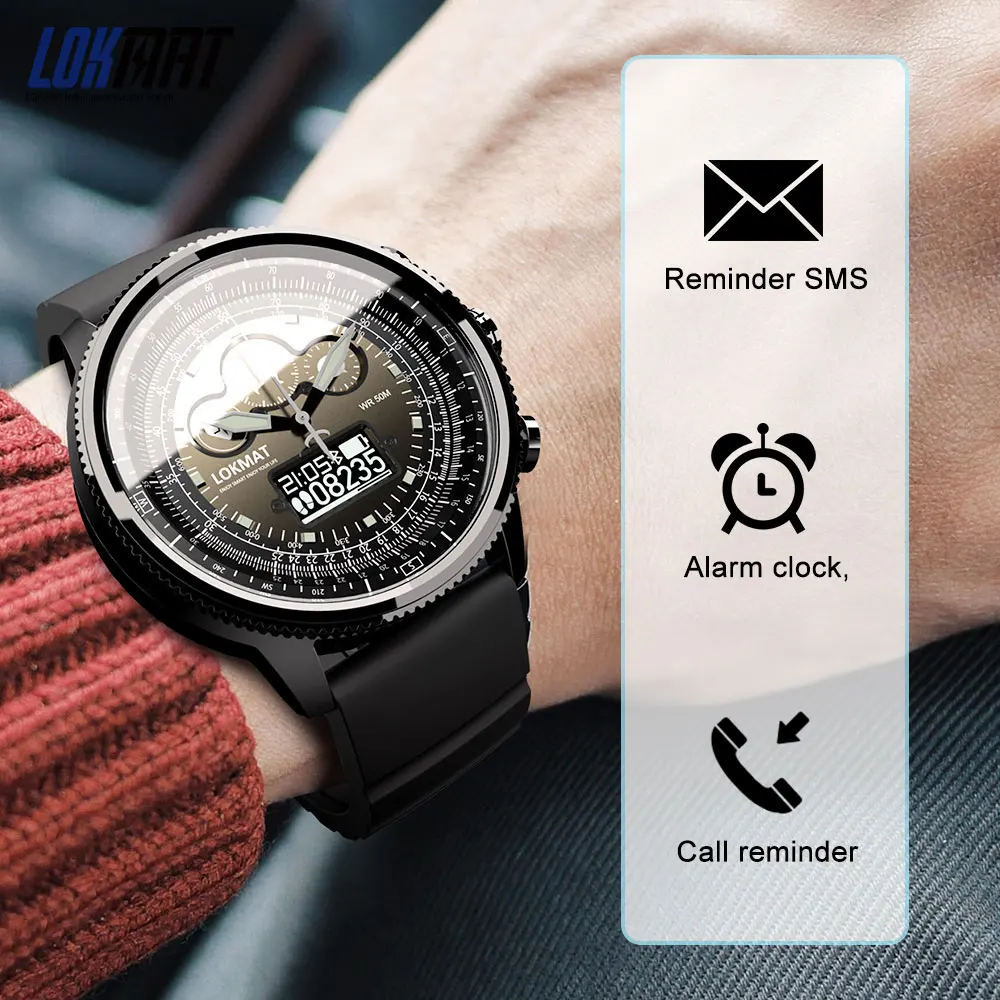 Новинка, спортивные Смарт-часы LOKMAT, Bluetooth, водонепроницаемые, шагомер, SMS, напоминание, цифровые часы, умные часы для мужчин, для ios, Android, телефона