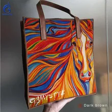 Роскошные Для женщин Натуральная кожаные сумочки дамы ретро элегантная сумка из коровьей кожи ручной работы женская сумка арт Зебра