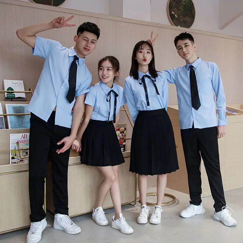 Корейская школьная форма для девочек jk темно-синий костюм моряка для женщин японская школьная форма хлопковая белая рубашка+ клетчатые ремни