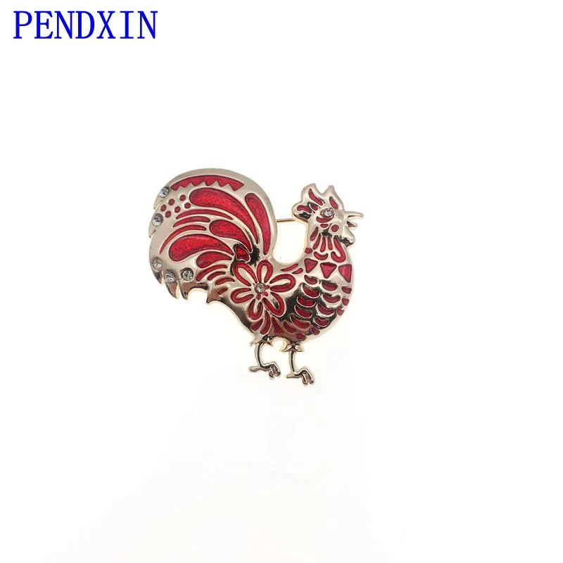

Lucky zodiac animal cock brooch, a lovely gift for female Rhine stone enamel Animal Brooch