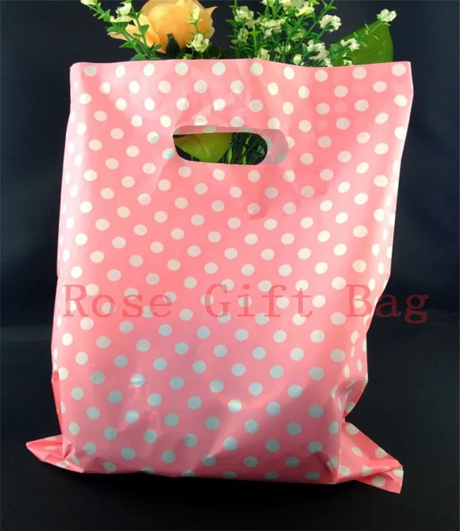 klein Binnen Leerling Groothandel 50 stks/zak Witte Ronde Stippen Roze Plastic Zakken 25x35 cm  Winkelen Sieraden Verpakking Zakken Plastic Tas met Handvat - AliExpress  Huis & Tuin