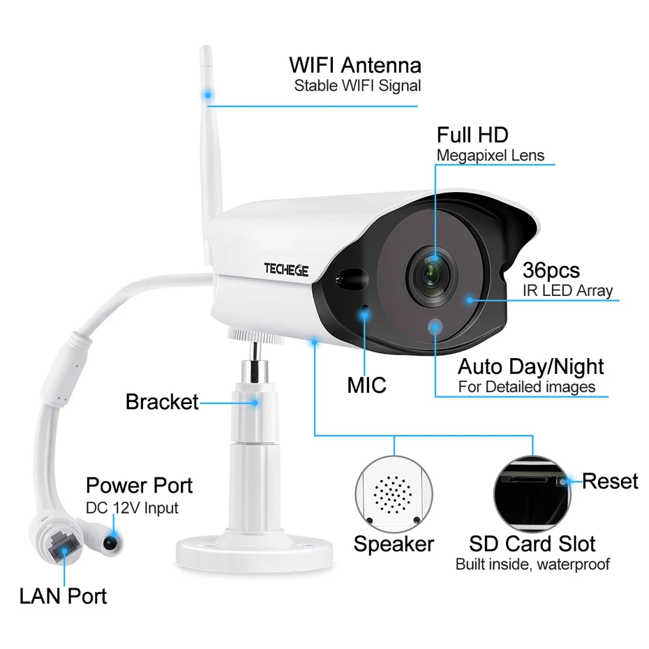 IP камера Techege беспроводная 1080P HD Wi Fi 2 МП|Камеры видеонаблюдения| |